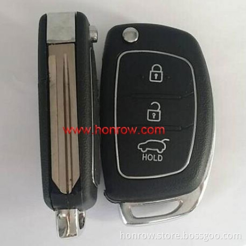Honrow car key new arrived 3 button flip remote key blank for Hyunda with Right Blade